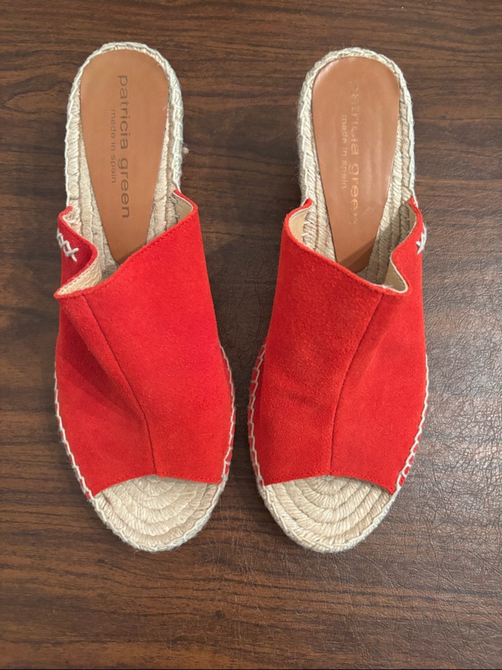 Patricia Green Bright Red Suede Espadrille Slide